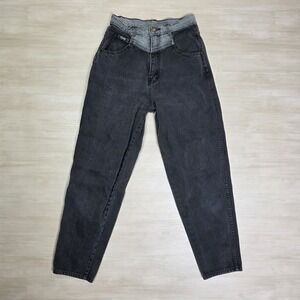 Vintage Gitano Womens Black Gray High‎ Rise Tapered Leg Mom Jeans 10 25 x 27